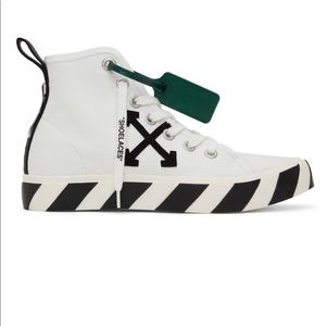 OFF-WHITE White and Black Mid Vulcanized Sneakers